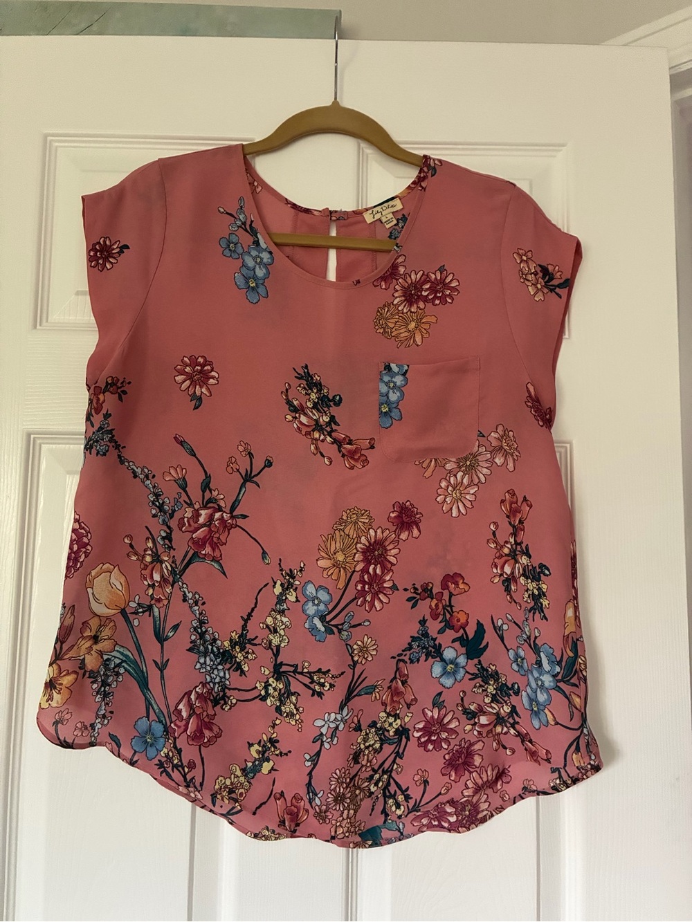 Lily White - Floral Pocket Blouse - Pink